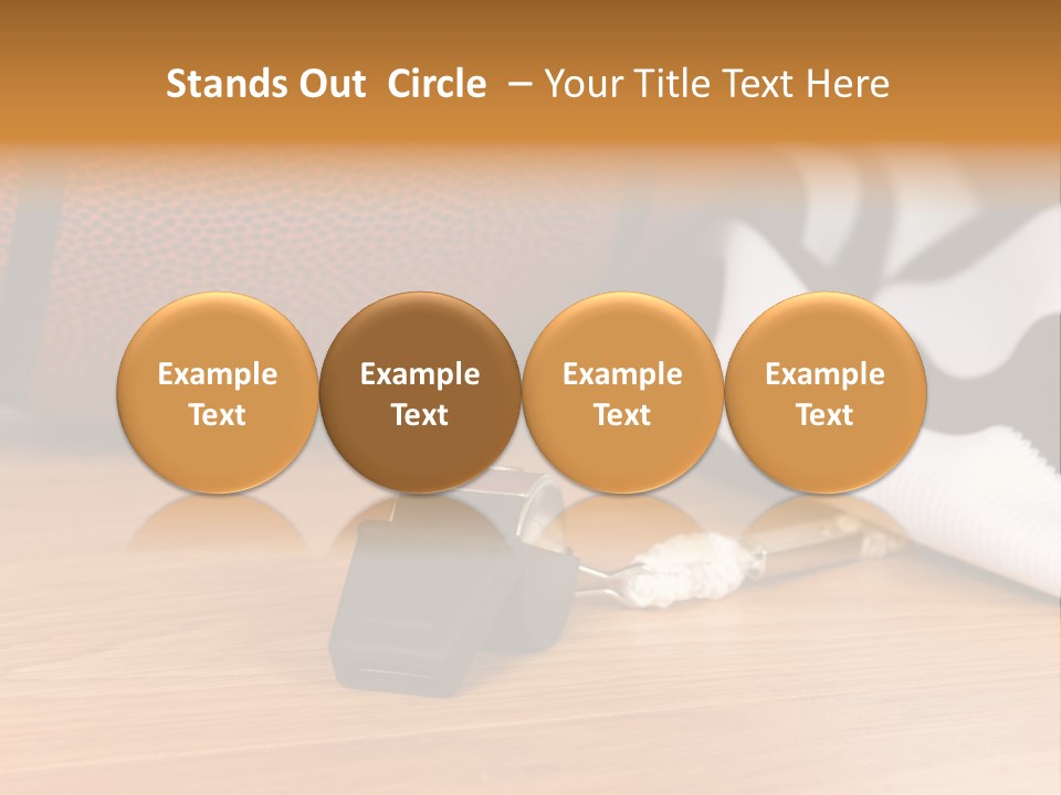 Basketball Referee Items Including A Whistle, A Jersey And A Basketball On A Gym Floor PowerPoint Template