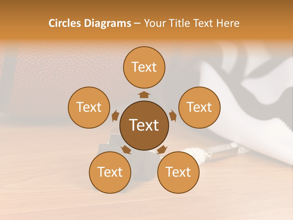 Basketball Referee Items Including A Whistle, A Jersey And A Basketball On A Gym Floor PowerPoint Template