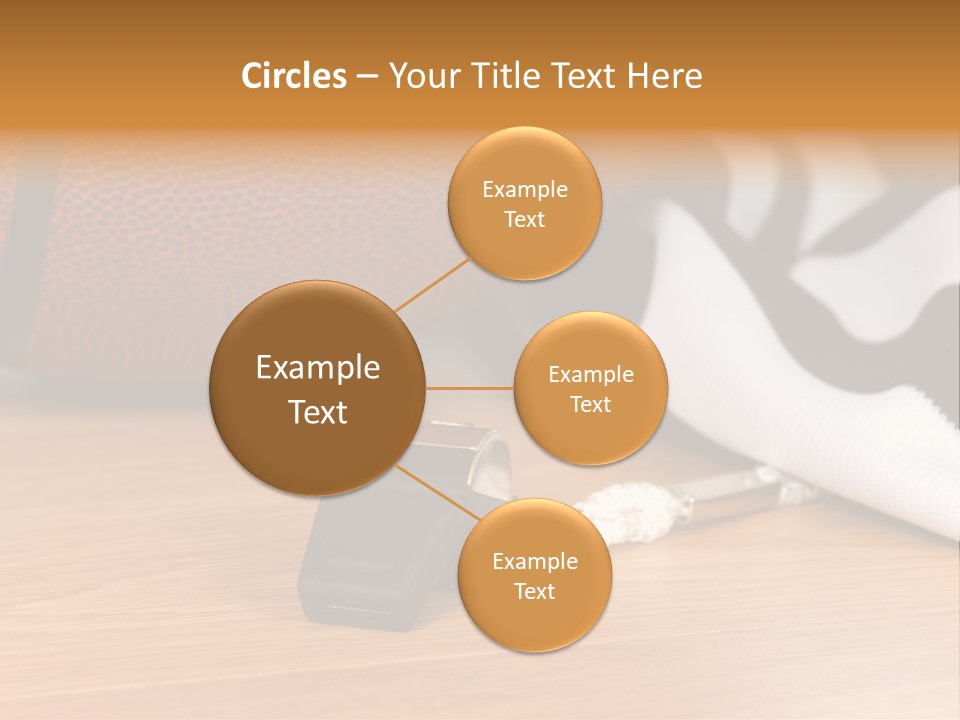 Basketball Referee Items Including A Whistle, A Jersey And A Basketball On A Gym Floor PowerPoint Template