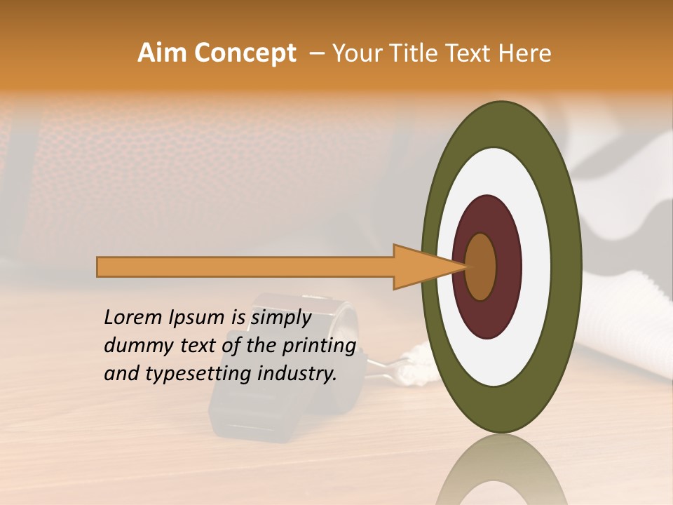 Basketball Referee Items Including A Whistle, A Jersey And A Basketball On A Gym Floor PowerPoint Template