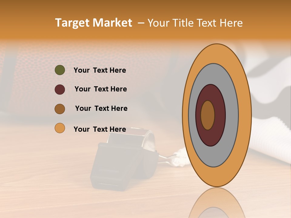 Basketball Referee Items Including A Whistle, A Jersey And A Basketball On A Gym Floor PowerPoint Template