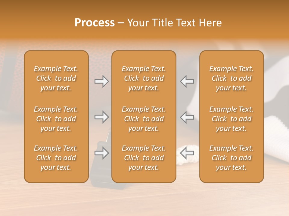 Basketball Referee Items Including A Whistle, A Jersey And A Basketball On A Gym Floor PowerPoint Template