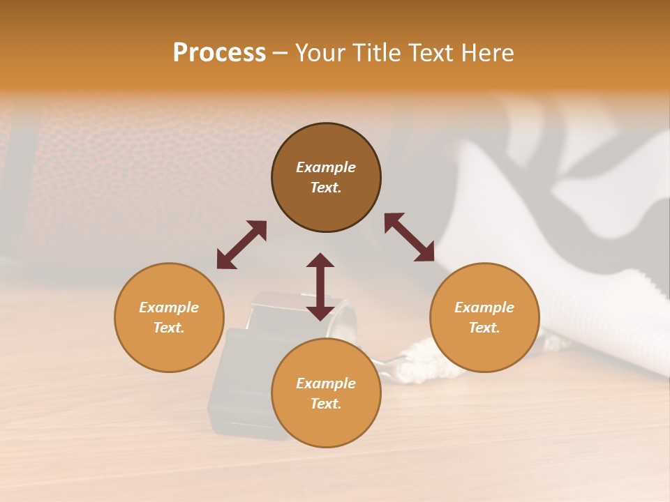 Basketball Referee Items Including A Whistle, A Jersey And A Basketball On A Gym Floor PowerPoint Template