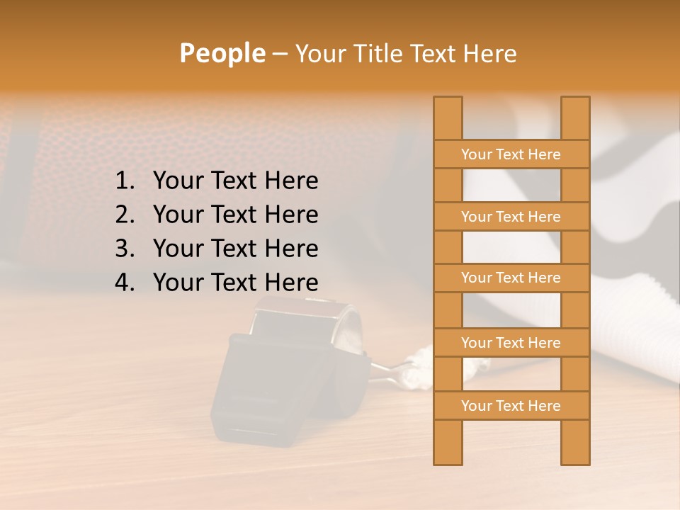 Basketball Referee Items Including A Whistle, A Jersey And A Basketball On A Gym Floor PowerPoint Template