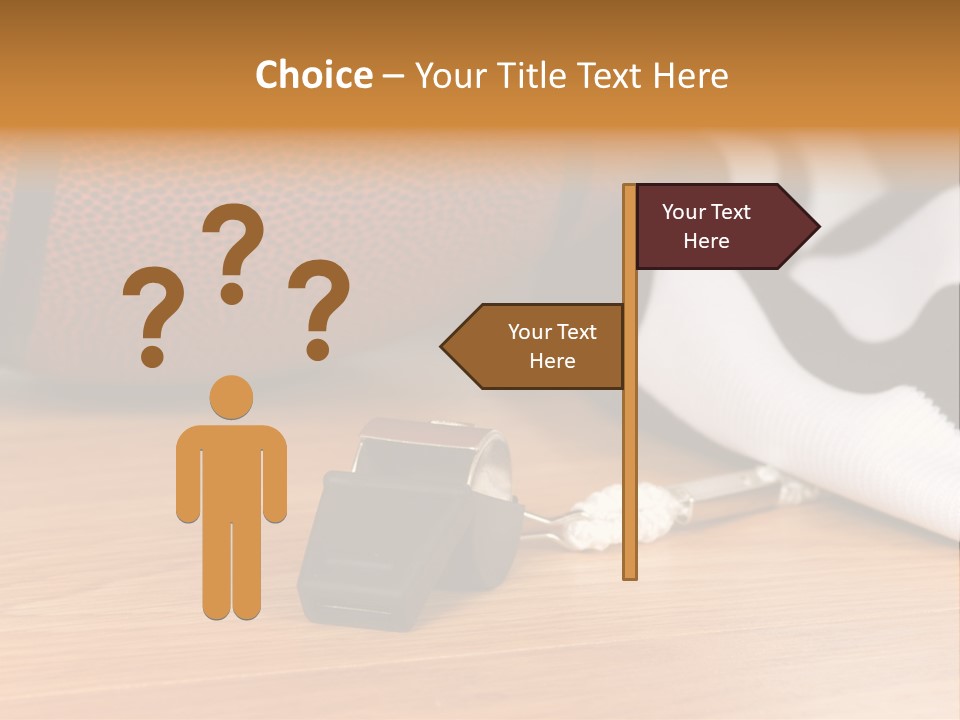 Basketball Referee Items Including A Whistle, A Jersey And A Basketball On A Gym Floor PowerPoint Template