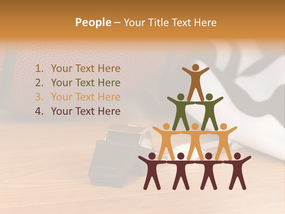 Basketball Referee Items Including A Whistle, A Jersey And A Basketball On A Gym Floor PowerPoint Template