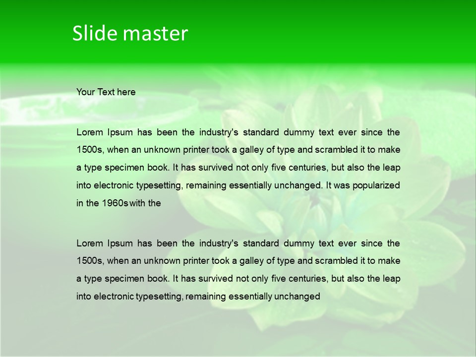 Abstract Green Cream And Towel With Flowers PowerPoint Template