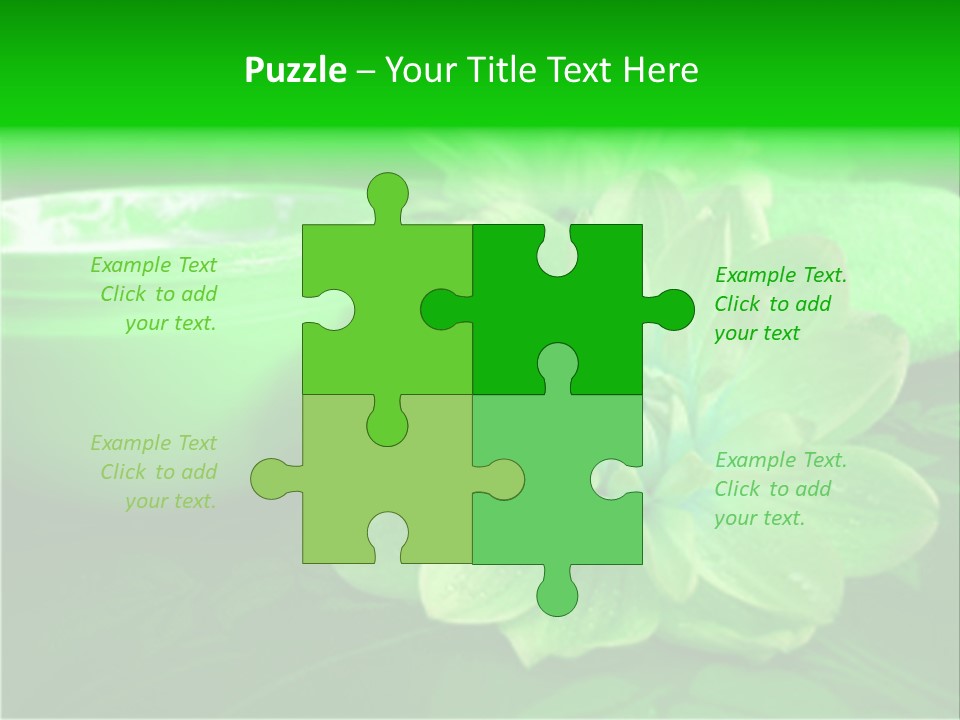 Abstract Green Cream And Towel With Flowers PowerPoint Template