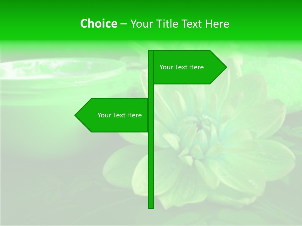 Abstract Green Cream And Towel With Flowers PowerPoint Template