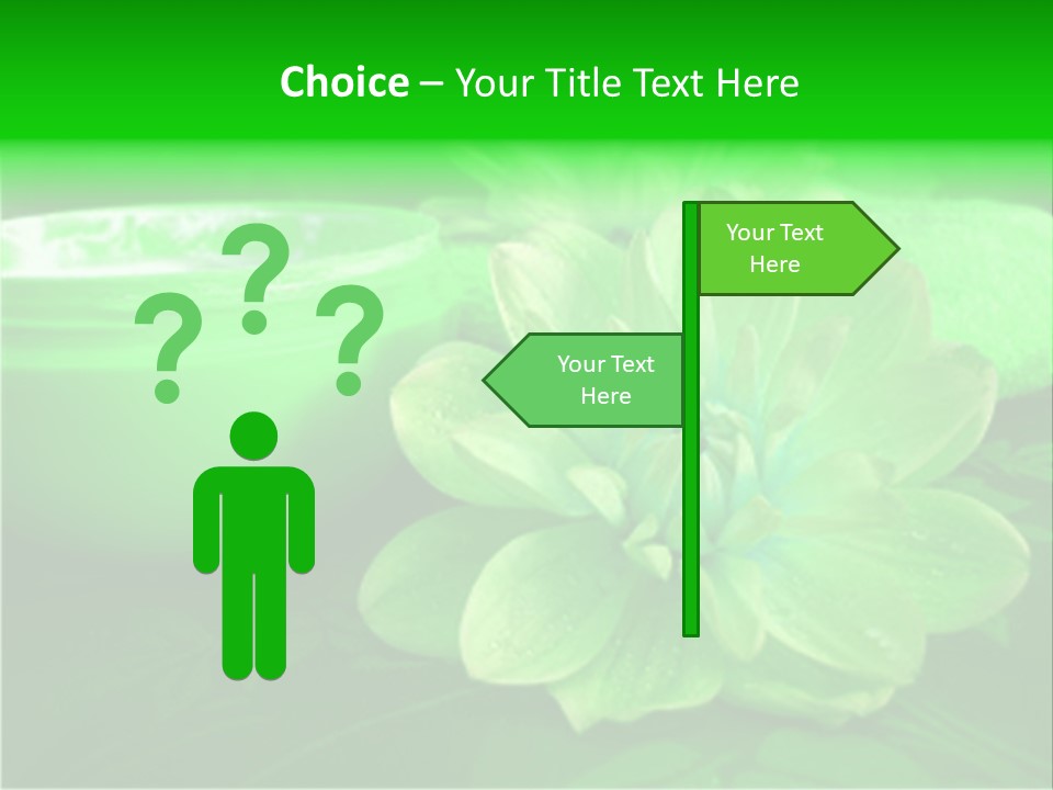 Abstract Green Cream And Towel With Flowers PowerPoint Template