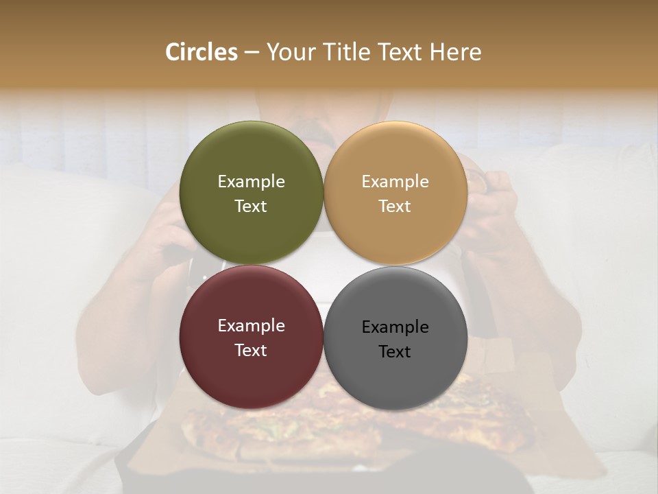 Unhealthy Fat Man Sitting On Couch Drinking Beer And Eating Pizza PowerPoint Template