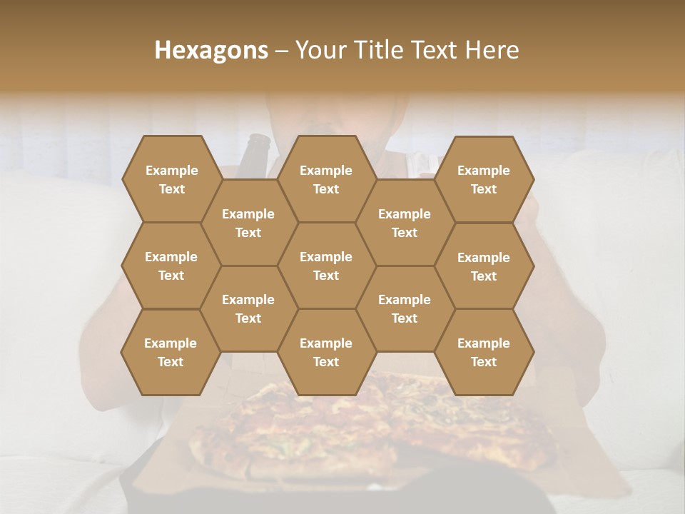 Unhealthy Fat Man Sitting On Couch Drinking Beer And Eating Pizza PowerPoint Template