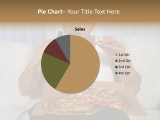 Unhealthy Fat Man Sitting On Couch Drinking Beer And Eating Pizza PowerPoint Template