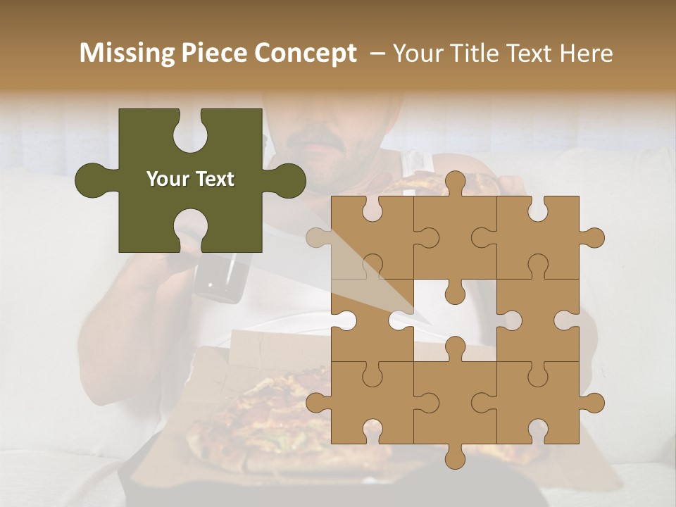 Unhealthy Fat Man Sitting On Couch Drinking Beer And Eating Pizza PowerPoint Template
