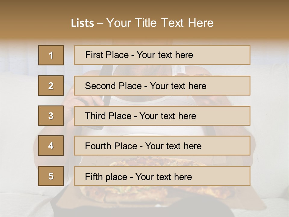 Unhealthy Fat Man Sitting On Couch Drinking Beer And Eating Pizza PowerPoint Template