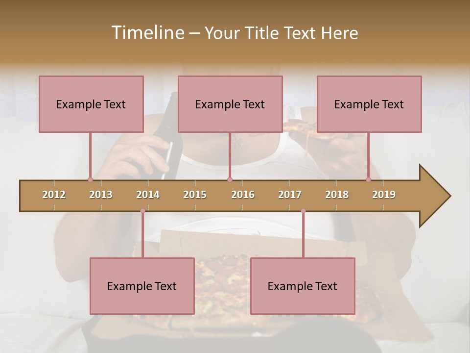 Unhealthy Fat Man Sitting On Couch Drinking Beer And Eating Pizza PowerPoint Template