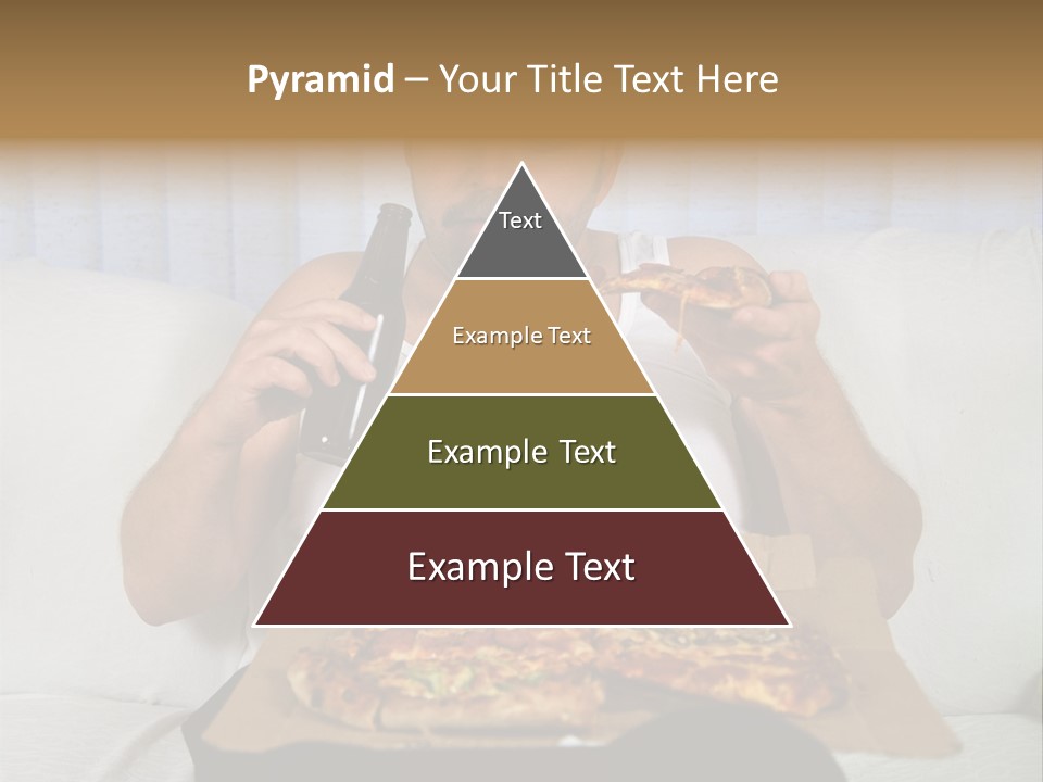 Unhealthy Fat Man Sitting On Couch Drinking Beer And Eating Pizza PowerPoint Template