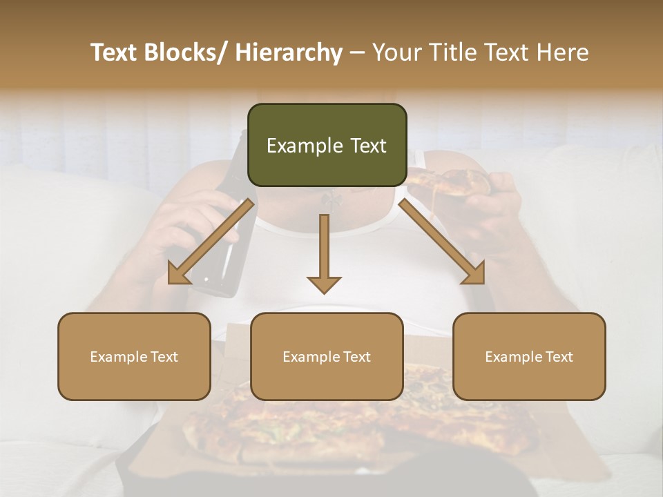 Unhealthy Fat Man Sitting On Couch Drinking Beer And Eating Pizza PowerPoint Template