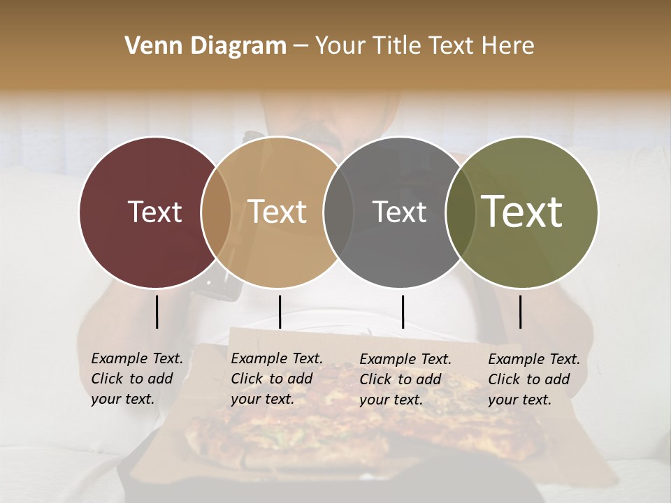 Unhealthy Fat Man Sitting On Couch Drinking Beer And Eating Pizza PowerPoint Template