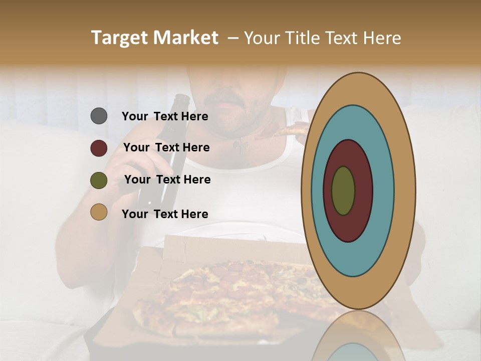 Unhealthy Fat Man Sitting On Couch Drinking Beer And Eating Pizza PowerPoint Template