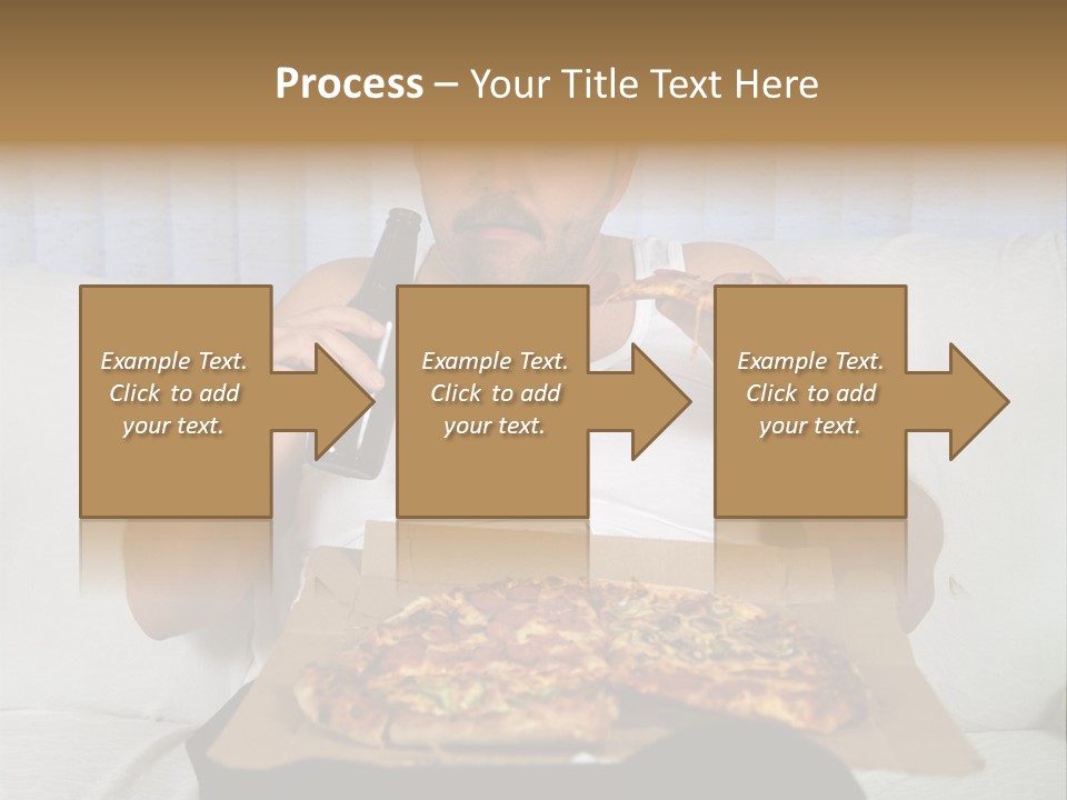 Unhealthy Fat Man Sitting On Couch Drinking Beer And Eating Pizza PowerPoint Template