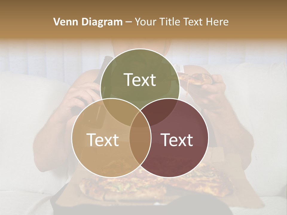 Unhealthy Fat Man Sitting On Couch Drinking Beer And Eating Pizza PowerPoint Template
