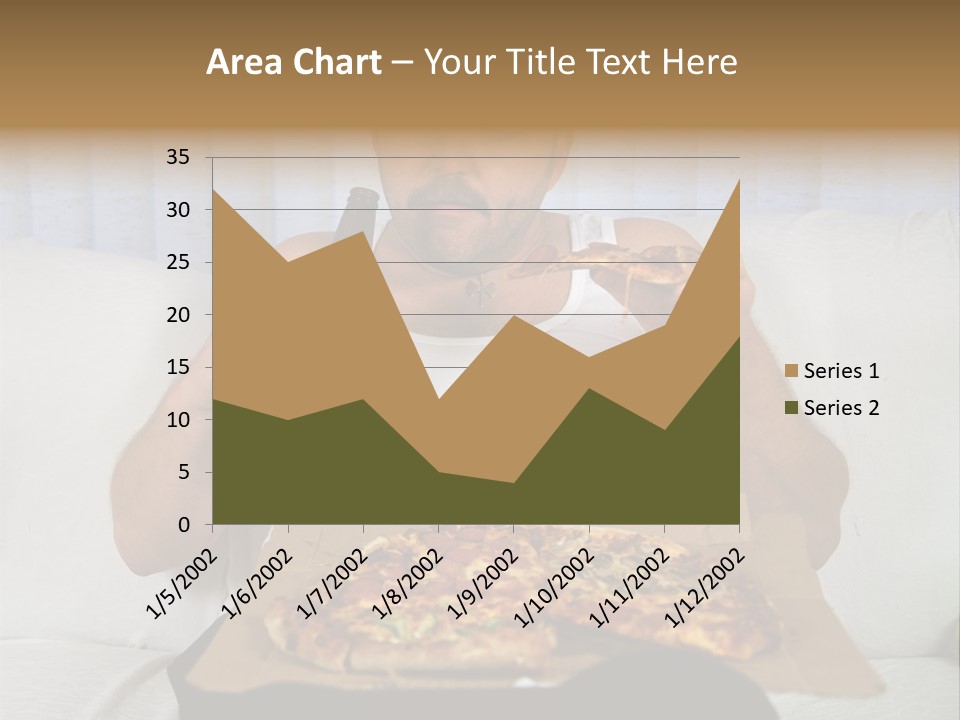 Unhealthy Fat Man Sitting On Couch Drinking Beer And Eating Pizza PowerPoint Template