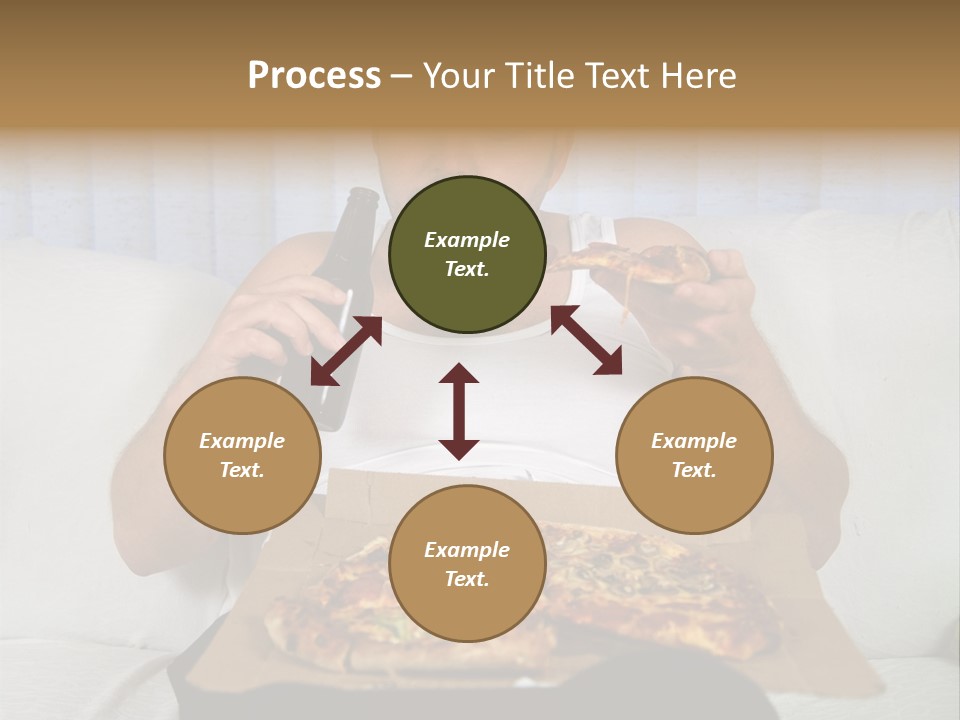 Unhealthy Fat Man Sitting On Couch Drinking Beer And Eating Pizza PowerPoint Template