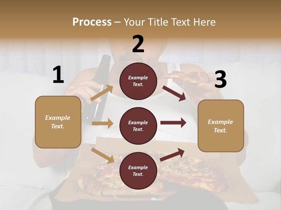 Unhealthy Fat Man Sitting On Couch Drinking Beer And Eating Pizza PowerPoint Template
