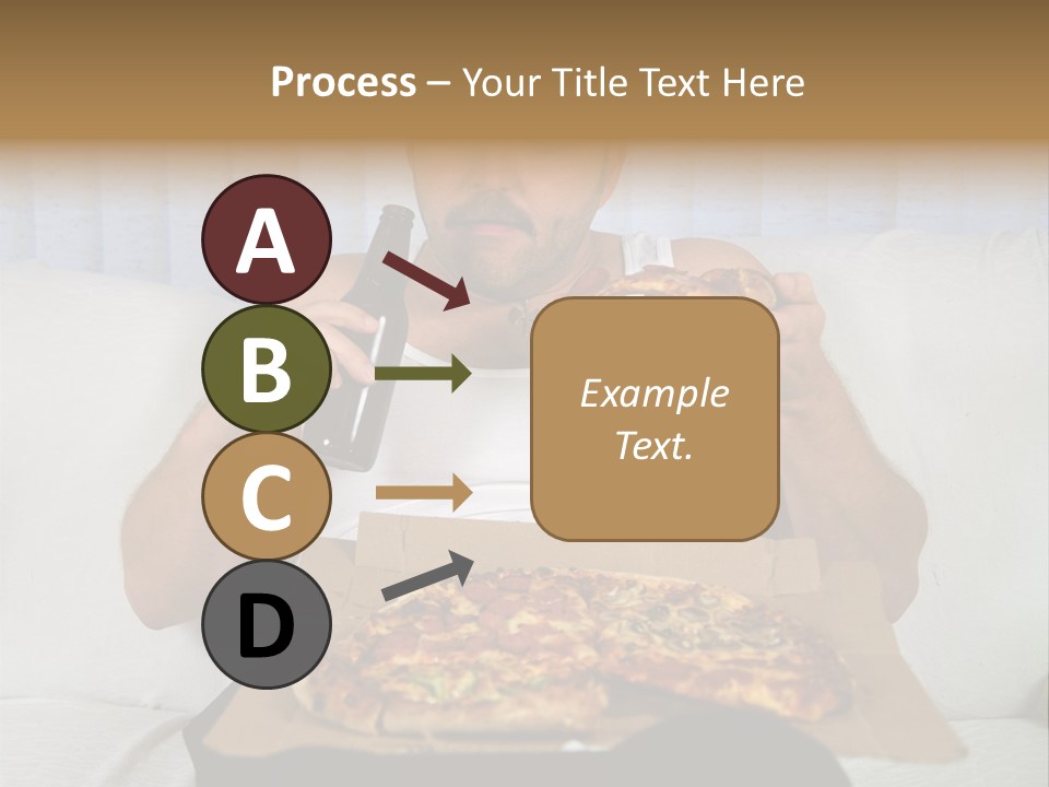 Unhealthy Fat Man Sitting On Couch Drinking Beer And Eating Pizza PowerPoint Template