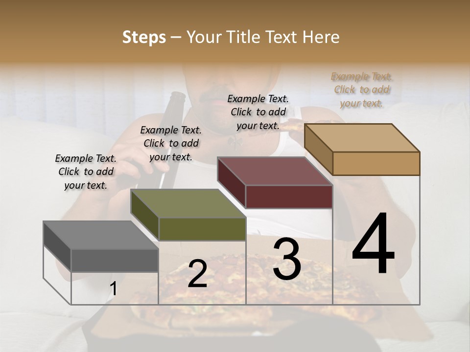Unhealthy Fat Man Sitting On Couch Drinking Beer And Eating Pizza PowerPoint Template