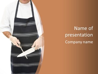 A Butcher Using A Butcher Steel To Sharpen A Knife PowerPoint Template