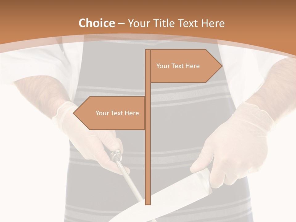 A Butcher Using A Butcher Steel To Sharpen A Knife PowerPoint Template