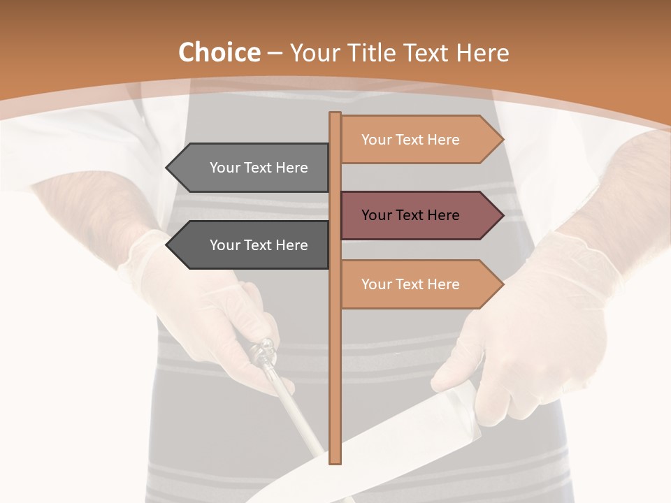 A Butcher Using A Butcher Steel To Sharpen A Knife PowerPoint Template