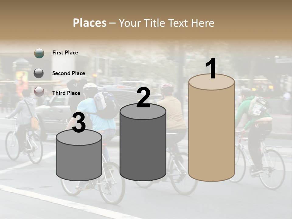 A Group Of People Riding Bikes Down A Street PowerPoint Template