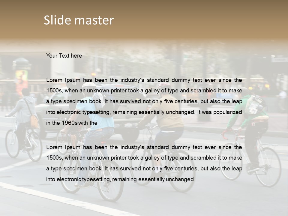 A Group Of People Riding Bikes Down A Street PowerPoint Template