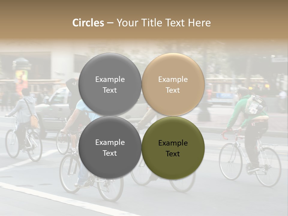 A Group Of People Riding Bikes Down A Street PowerPoint Template