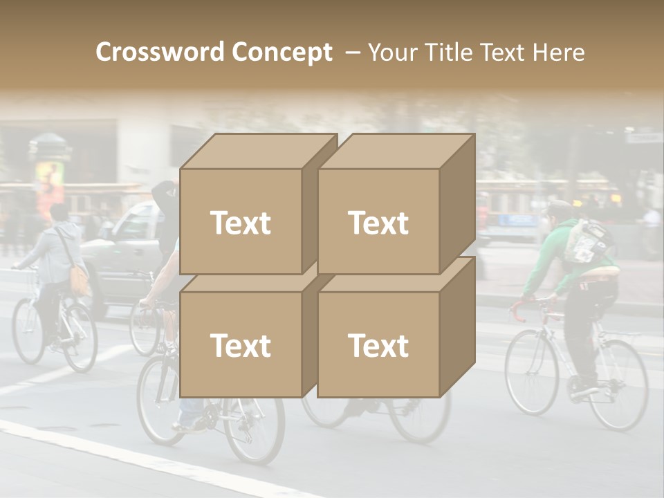 A Group Of People Riding Bikes Down A Street PowerPoint Template