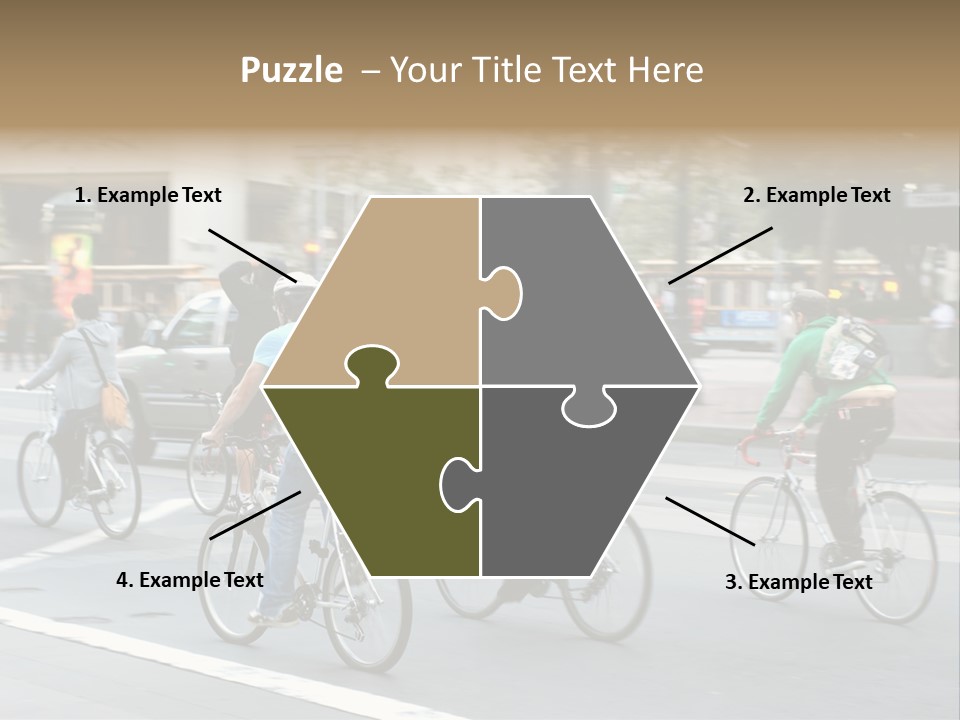 A Group Of People Riding Bikes Down A Street PowerPoint Template