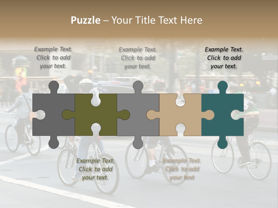 A Group Of People Riding Bikes Down A Street PowerPoint Template