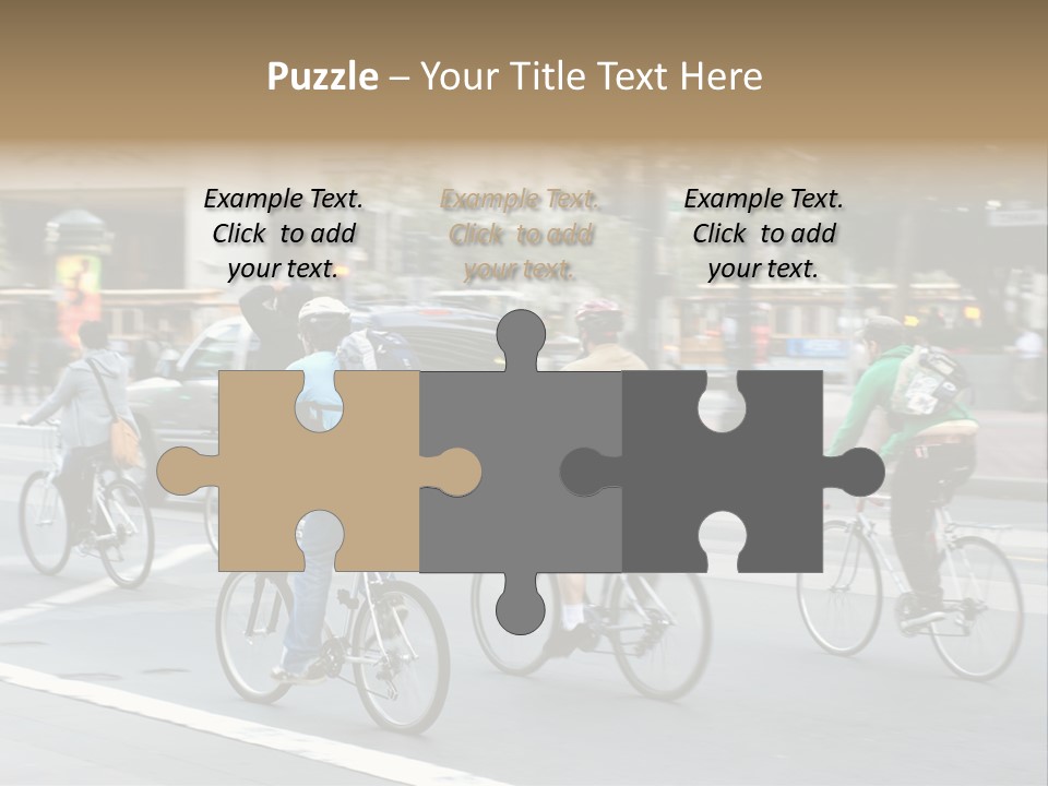 A Group Of People Riding Bikes Down A Street PowerPoint Template