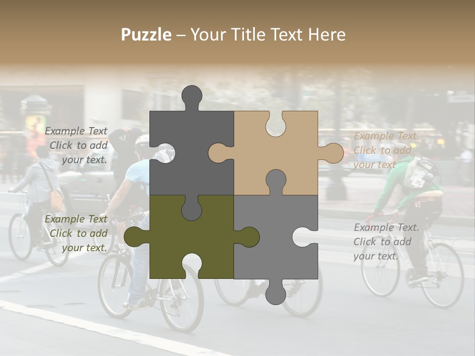 A Group Of People Riding Bikes Down A Street PowerPoint Template