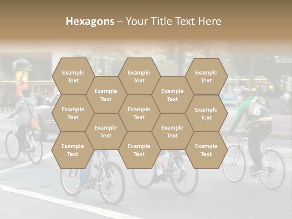 A Group Of People Riding Bikes Down A Street PowerPoint Template