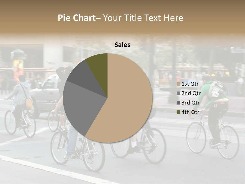 A Group Of People Riding Bikes Down A Street PowerPoint Template