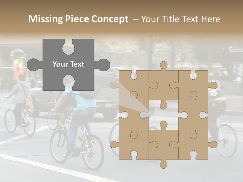 A Group Of People Riding Bikes Down A Street PowerPoint Template