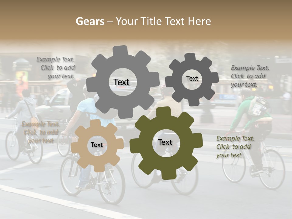 A Group Of People Riding Bikes Down A Street PowerPoint Template