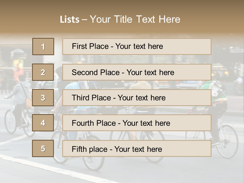 A Group Of People Riding Bikes Down A Street PowerPoint Template