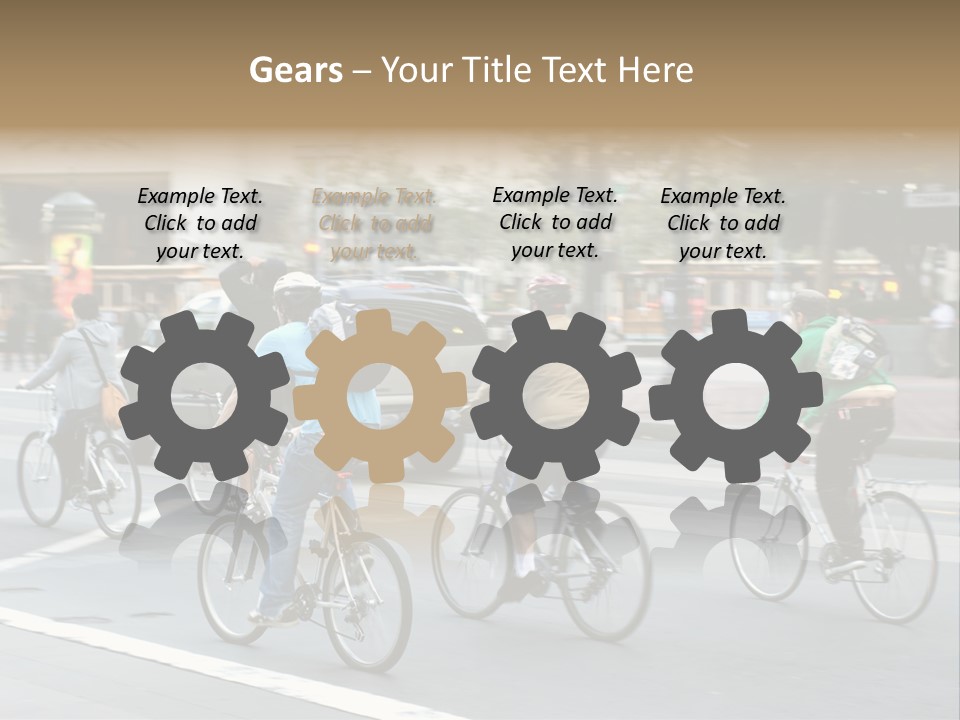 A Group Of People Riding Bikes Down A Street PowerPoint Template