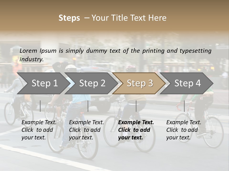 A Group Of People Riding Bikes Down A Street PowerPoint Template