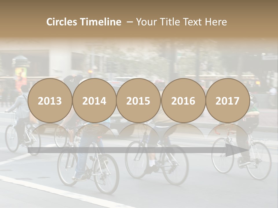 A Group Of People Riding Bikes Down A Street PowerPoint Template